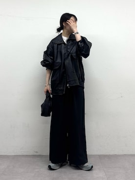 「アイテム（ライダースジャケット）」を使った、tntun0さん（レディース・166cm）の夏コーディネート
