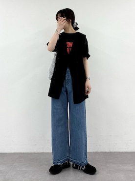 「CIAOPANIC TYPY（チャオパニックティピー）の【2025年S/S新作】カラビナ付きメタリックヤーンBAG（トートバッグ）」を使った、tntun0さん（レディース・166cm）の春コーディネート