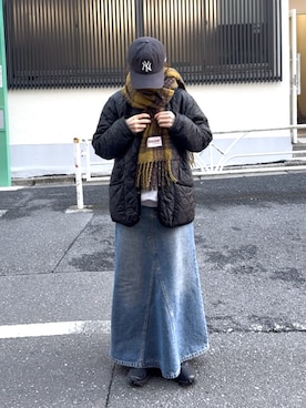 「GEVACO（ゲバコ）の【軽量/洗える】【GEVACO】キルトミドルコート（ブルゾン）」を使った、tntun0さん（レディース・166cm）の秋コーディネート