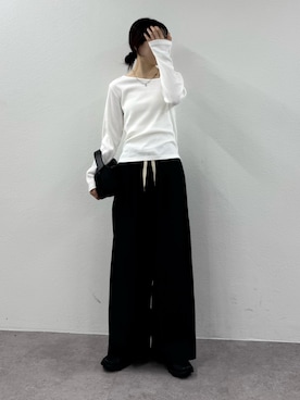 「スラックス」｜「アイテム（デニムパンツ）」を使った、tntun0さん（レディース・166cm）の夏コーディネート