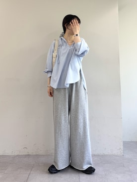 「ブラウスコーデ」｜「アイテム（スウェットパンツ）」を使った、tntun0さん（レディース・166cm）の夏コーディネート