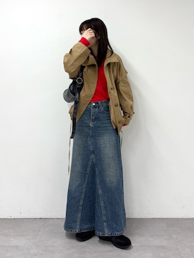 「CIAOPANIC TYPY（チャオパニックティピー）のアイテム（トレンチコート）」を使った、tntun0さん（レディース・166cm）の春コーディネート