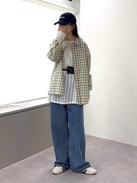 「GEVACO（ゲバコ）のアイテム（キャップ）」を使った、tntun0さん（レディース・166cm）の春コーディネート