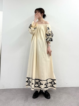 「CIAOPANIC TYPY（チャオパニックティピー）の【Aguni】2WAY刺繍ボリュームワンピース（ワンピース、ホワイト系）」を使った、tntun0さん（レディース・166cm）の春コーディネート