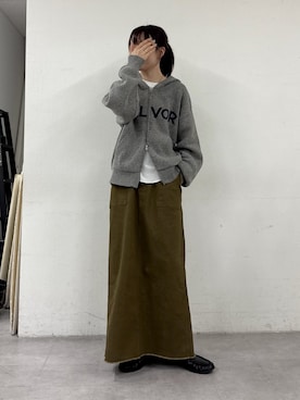「CIAOPANIC TYPY（チャオパニックティピー）の【UNISEX】ネップヤーンダブルジャガードニットジップパーカー/WEB限定カラーあり（パーカー、グレー系）」を使った、tntun0さん（レディース・166cm）の秋コーディネート