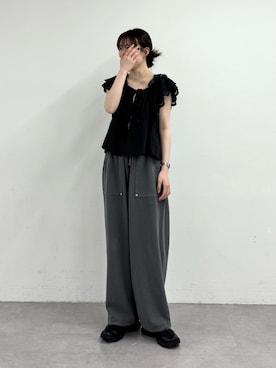 「CIAOPANIC TYPY（チャオパニックティピー）の【india】2WAYショルダーレースビスチェブラウス（シャツ/ブラウス、ブラック系）」を使った、tntun0さん（レディース・166cm）の春コーディネート