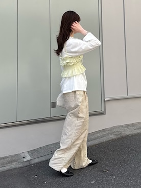 「CIAOPANIC TYPY（チャオパニックティピー）のシアースラブワンポイント刺繍オーバーTee（Tシャツ/カットソー、ホワイト系）」を使った、tntun0さん（レディース・166cm）の春コーディネート