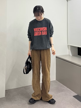 スミレ様 C6901 ロゴスウェット×コーデュロイパンツコーデ 黒コーデ