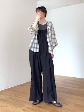 「CIAOPANIC TYPY（チャオパニックティピー）の∴【体型カバーも叶う】シアーフーディーブラウス（シャツ/ブラウス、ホワイト系）」を使った、tntun0さん（レディース・166cm）の夏コーディネート