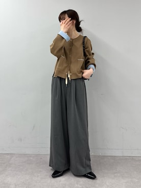 「CIAOPANIC TYPY（チャオパニックティピー）の【UVカット/接触冷感】袖配色ニットスナップカーデ（カーディガン/ボレロ、ベージュ系）」を使った、tntun0さん（レディース・166cm）の春コーディネート