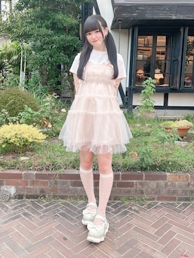 「アイテム（レッグウェア、ピンク系）」を使った、およよさん（レディース・163cm）の夏コーディネート