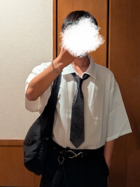 「アイテム（ネクタイ、ブラック系）」を使った、nasaki1016さん（メンズ・168cm）の夏コーディネート