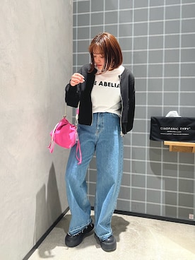 「CIAOPANIC TYPY（チャオパニックティピー）のアイテム（Tシャツ/カットソー）」を使った、fujikurayuiiさん（レディース・157cm）の春コーディネート