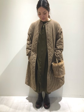 「sm2rhythm（サマンサモスモスリズム）のアイテム（ノーカラーコート）」を使った、mori⁂さん（レディース・162cm）の秋コーディネート