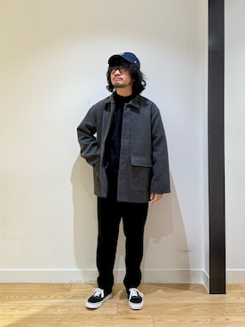 「アイテム（カバーオール）」を使った、nakaiさん（メンズ・168cm）の冬コーディネート