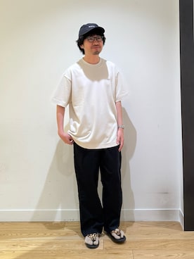「URBAN RESEARCH（アーバンリサーチ）のLOTTO　NYLON JET CAP（キャップ、ブラック系）」を使った、nakaiさん（メンズ・168cm）の夏コーディネート