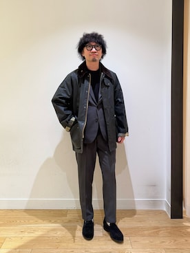 「URBAN RESEARCH DOORS（アーバンリサーチドアーズ）のBarbour　OS BEDALE WAX JACKET（テーラードジャケット、グリーン系）」を使った、nakaiさん（メンズ・168cm）の秋コーディネート