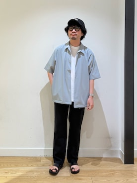 「NEW ERA（ニューエラ）の『別注』New Era×DOORS　920CS（キャップ、ブラック系）」を使った、nakaiさん（メンズ・168cm）の夏コーディネート