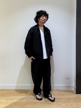 「EKAL（エカル）のDOT AIR LONG-SLEEVE  SHIRTS（シャツ/ブラウス、ブラック系）」を使った、nakaiさん（メンズ・168cm）の春コーディネート