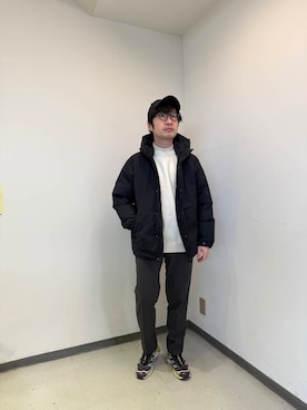 「アイテム（ダウンジャケット/コート）」を使った、nakaiさん（メンズ・168cm）の冬コーディネート
