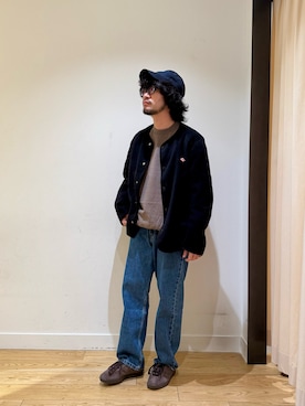 「アイテム（ノーカラージャケット）」を使った、nakaiさん（メンズ・168cm）の冬コーディネート