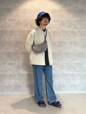 「URBAN RESEARCH DOORS（アーバンリサーチドアーズ）の『イージーケア/速乾/UVカット』クイックドライ ノーカラーライトブルゾン（ブルゾン、ホワイト系）」を使った、nakaiさん（メンズ・168cm）の春コーディネート