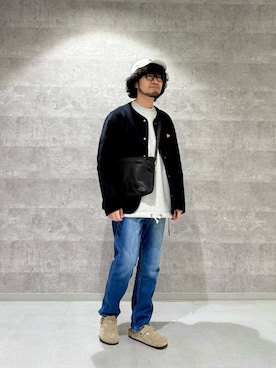 「トレンド秋素材コーデ」｜「アイテム（ノーカラージャケット）」を使った、nakaiさん（メンズ・168cm）の秋コーディネート