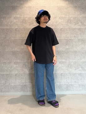 「URBAN RESEARCH DOORS（アーバンリサーチドアーズ）の『別注』LACOSTE×DOORS　THICK PIQUE ROUND SHORT-SLEEVE（Tシャツ/カットソー、ブルー系）」を使った、nakaiさん（メンズ・168cm）の春コーディネート