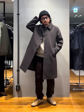 「アイテム（ステンカラーコート）」を使った、たうけんさん（メンズ・177cm）の秋コーディネート