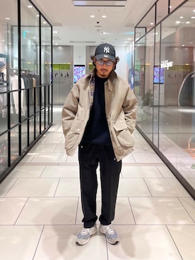 「スラックス」｜「アイテム（その他アウター）」を使った、たうけんさん（メンズ・177cm）の秋コーディネート