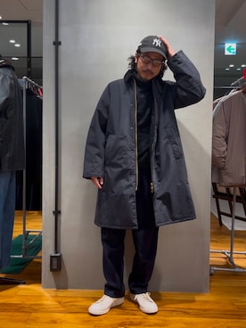 「アイテム（ステンカラーコート）」を使った、たうけんさん（メンズ・177cm）の冬コーディネート