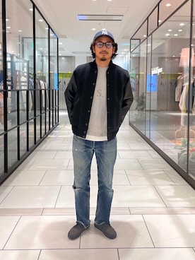 「アイテム（スタジャン）」を使った、たうけんさん（メンズ・177cm）の秋コーディネート