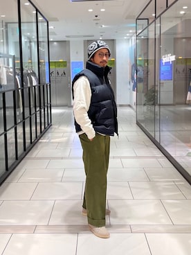 「アイテム（ダウンベスト）」を使った、たうけんさん（メンズ・177cm）の秋コーディネート