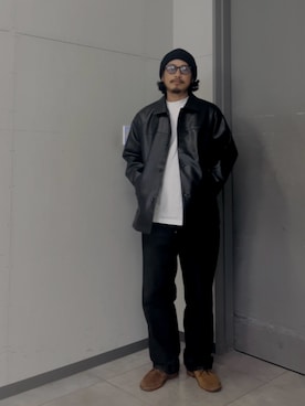 「アイテム（ライダースジャケット）」を使った、たうけんさん（メンズ・177cm）の秋コーディネート