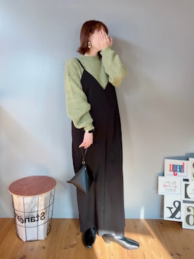 「each（イーチ）のアイテム（オールインワン・サロペット）」を使った、renge_wearさん（レディース・163cm）の冬コーディネート