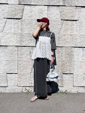 「アイテム（キャミソール、ホワイト系）」を使った、renge_wearさん（レディース・163cm）の夏コーディネート