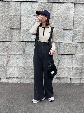 「GU（ジーユー）のアイテム（キャップ）」を使った、renge_wearさん（レディース・163cm）の冬コーディネート