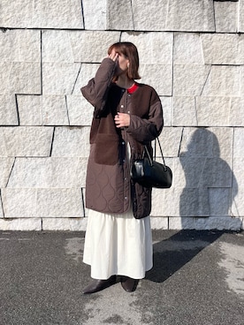 「アイテム（その他アウター、ブラウン系）」を使った、renge_wearさん（レディース・163cm）の秋コーディネート