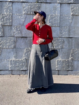 「GU（ジーユー）のアイテム（帽子）」を使った、renge_wearさん（レディース・163cm）の冬コーディネート