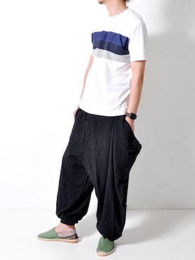 「アイテム（その他シューズ、グリーン系）」を使った、tooonyさん（メンズ・177cm）の夏コーディネート