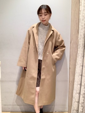 「ハーフパンツ」｜「アイテム（チェスターコート）」を使った、をり。さん（レディース・167cm）の冬コーディネート