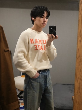 「HUMAN MADE（ヒューマンメード）のアイテム」を使った、YUSEIさん（メンズ・175cm）の冬コーディネート