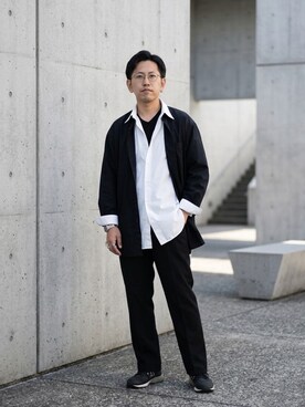 「GU（ジーユー）のアイテム（シャツ/ブラウス、ホワイト系）」を使った、A1さん（メンズ・169cm）の春コーディネート