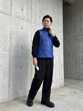 「GU（ジーユー）のアイテム（Tシャツ/カットソー、ブラック系）」を使った、A1さん（メンズ・169cm）の春コーディネート
