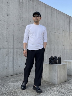「UNIQLO（ユニクロ）のアイテム（メガネ、ブラック系）」を使った、アカギアーキテクツ一級建築士事務所さん（メンズ・169cm）の春コーディネート