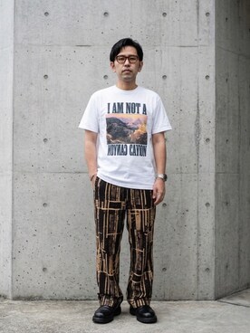 「UNIQLO（ユニクロ）のアイテム（メガネ、ブラウン系）」を使った、A1さん（メンズ・169cm）の春コーディネート