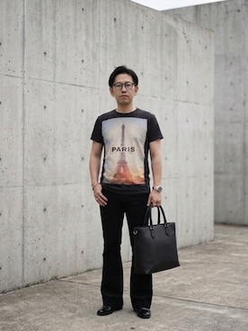 「UNIQLO（ユニクロ）のアイテム（メガネ、ブラック系）」を使った、アカギアーキテクツ一級建築士事務所さん（メンズ・169cm）の春コーディネート