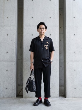 「UNIQLO（ユニクロ）のアイテム（メガネ、ブラック系）」を使った、A1さん（メンズ・169cm）の春コーディネート