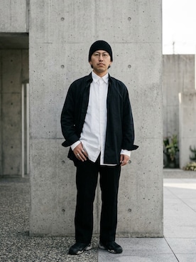 「GU（ジーユー）のアイテム（シャツ/ブラウス、ホワイト系）」を使った、A1さん（メンズ・169cm）の春コーディネート