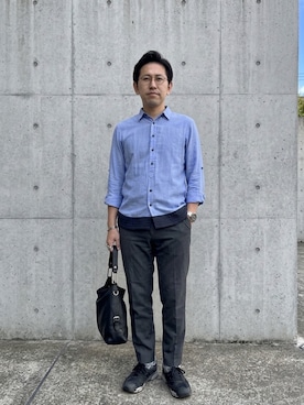 「UNIQLO（ユニクロ）のアイテム（メガネ、ブラック系）」を使った、A1さん（メンズ・169cm）の春コーディネート
